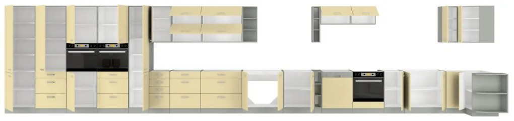 Dulap de bucătărie pentru cuptor Kelyn 60 DP 210 2F (Crem lucios + gri). 1032757