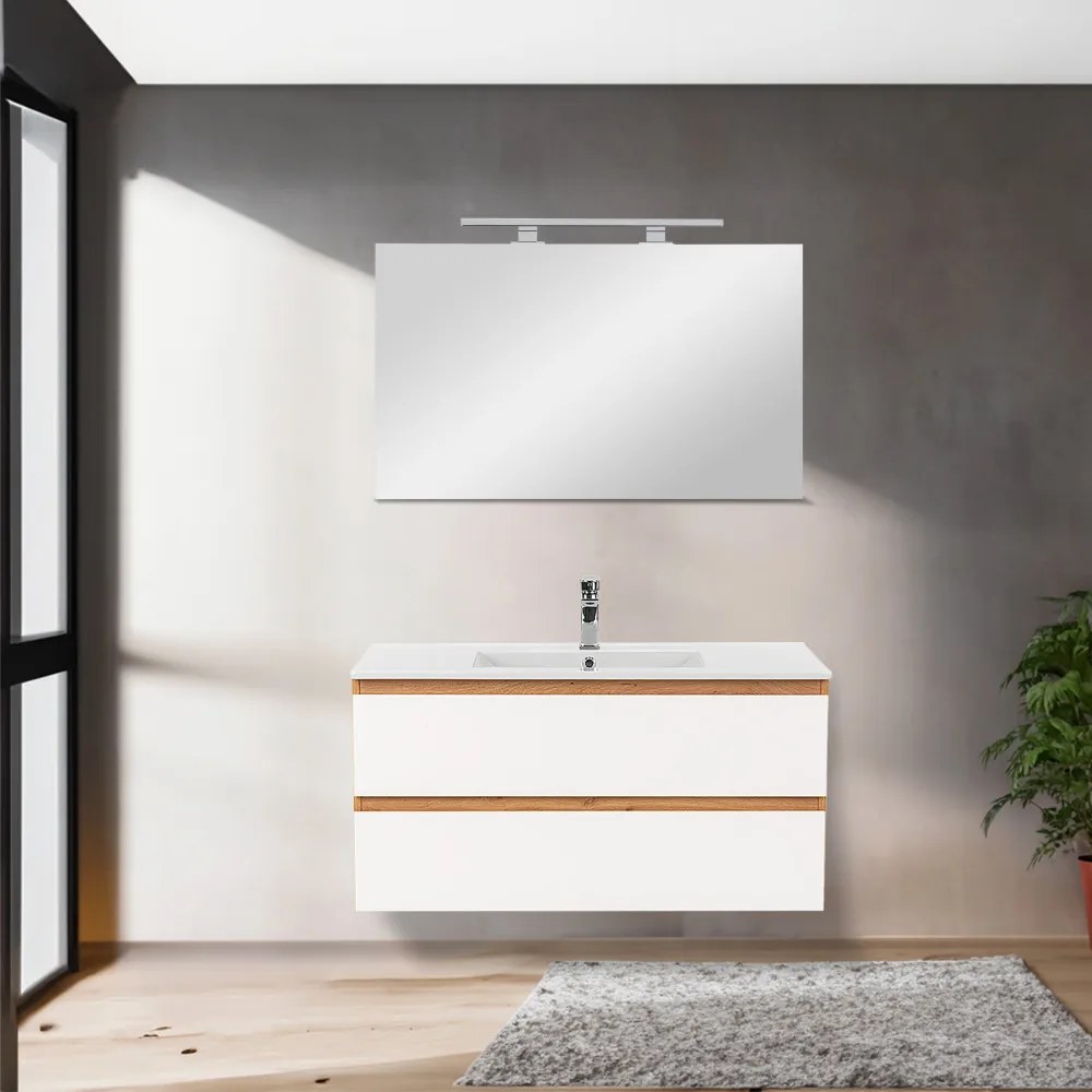 Dulap inferior Vario Forte 100 cu lavoar stejar-alb