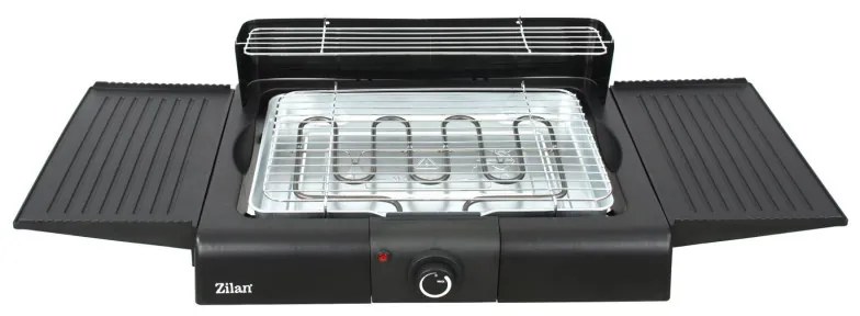 Gratar electric pe suport Zilan ZLN 3789, 2400W, 43x28 cm, Protectie vant, Reglarea gratarului, Negru