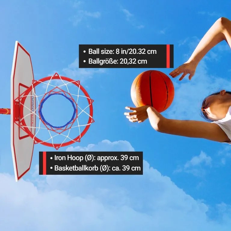 Coș de baschet cu roți, reglabil 148 - 236 cm