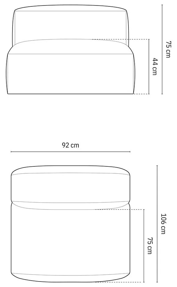 Modul pentru canapea modulară verde cu tapițerie din catifea (de mijloc) Martina – Micadoni