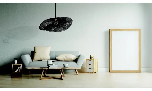 Lustră pe cablu 1xE27/40W/230V bambus/negru Zambelis 19108