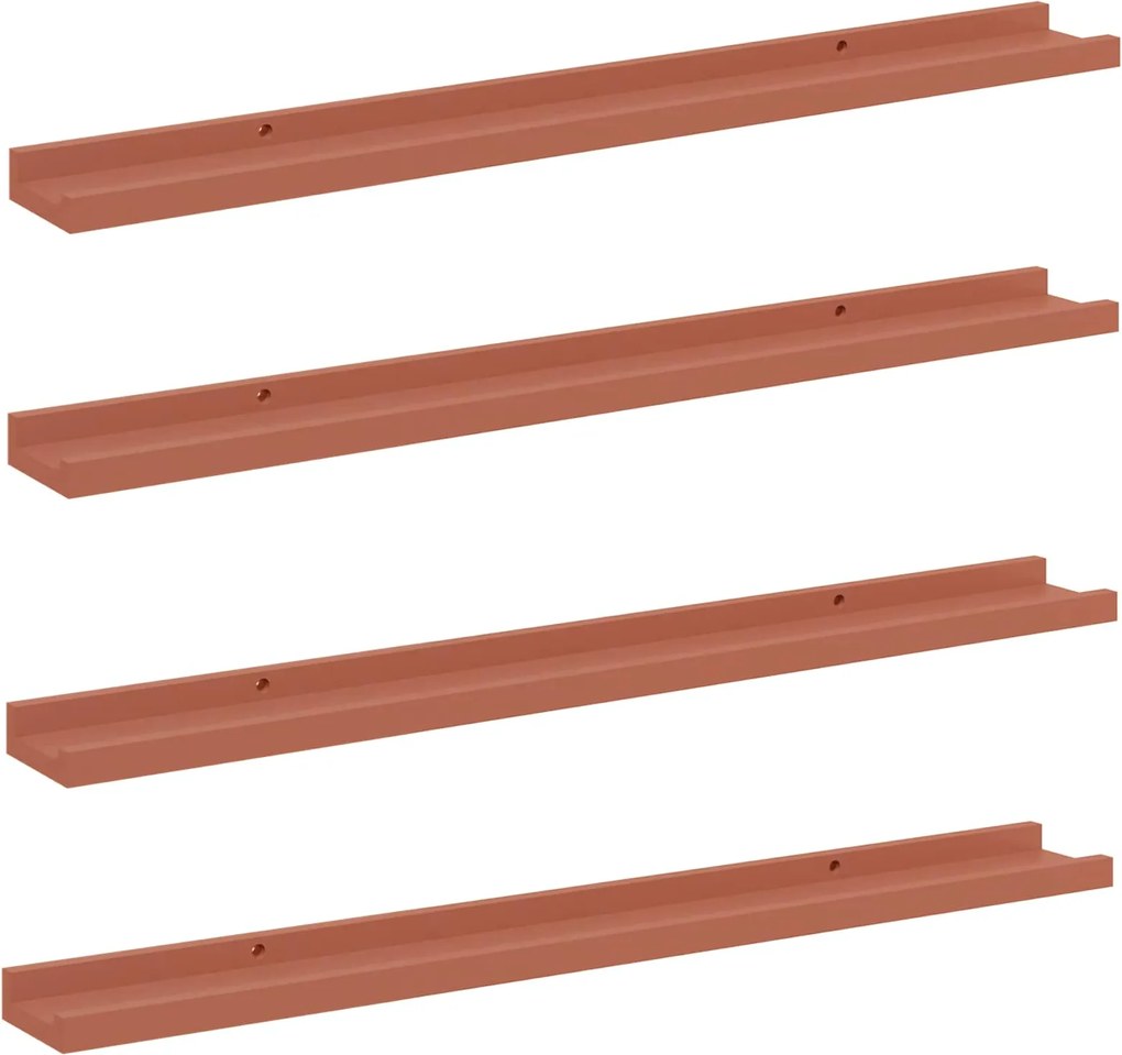 vidaXL Raft de perete cu raft 4 pcs Roșu 80 x 9 x 3 cm Lemn compozit