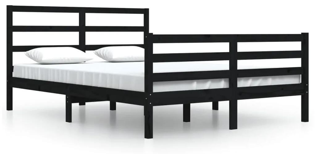 3105020 vidaXL Cadru de pat, negru, 160x200 cm, lemn masiv de pin