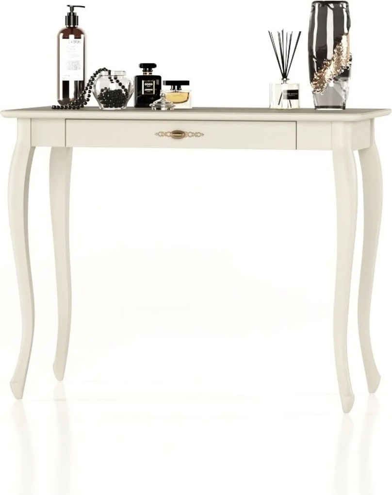 Masă lemn masiv de Toaletă Seraphia, 100 × 46 × 79 cm - Vanilla