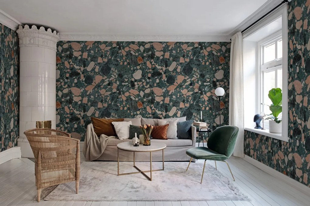 Fototapet, Terazzo Bold, Emerald, Rebel Walls