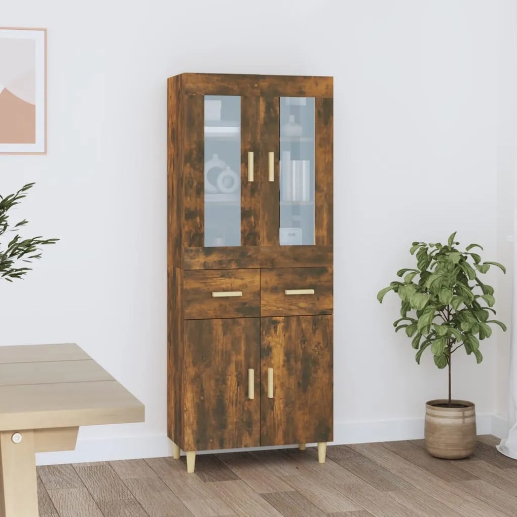 3114897 vidaXL Dulap înalt, stejar fumuriu, 69,5x34x180, lemn compozit
