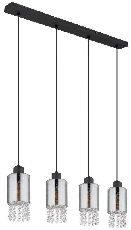 Lustra 4L design modern Backey negru, fumuriu
