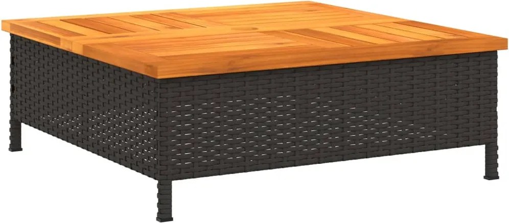 vidaXL Mască suport umbrelă de soare negru 70x70x25cm poliratan/acacia