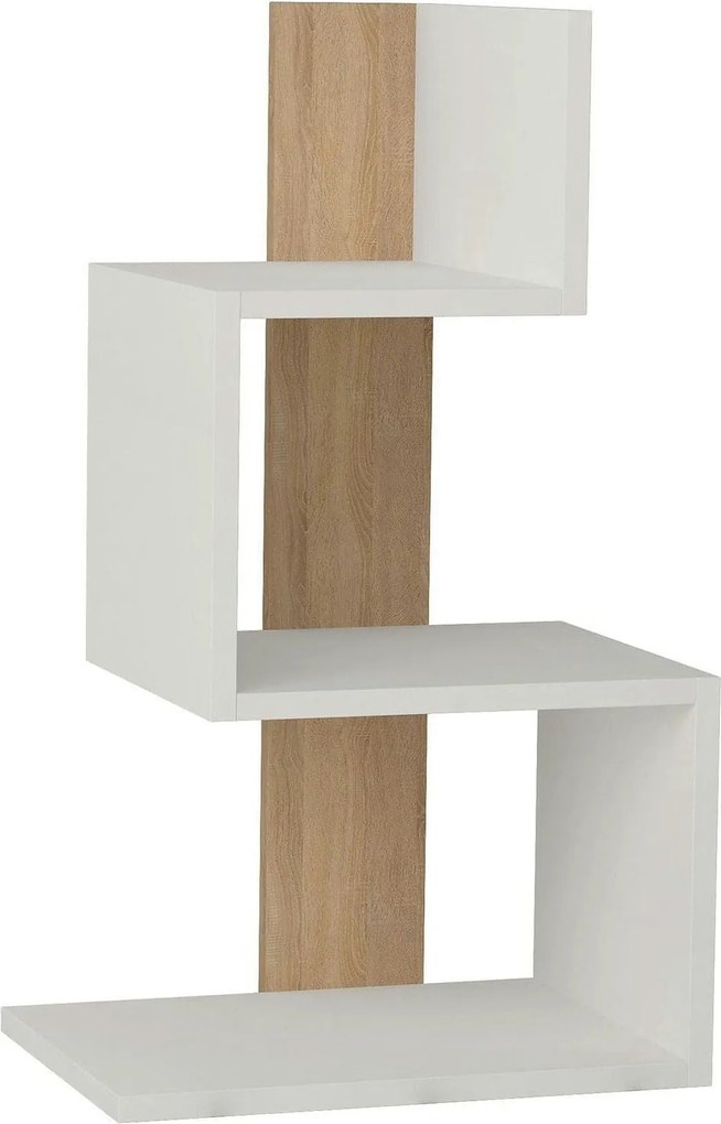 Noptiera Rosie, alb/stejar, PAL melaminat, 42x30x72 cm