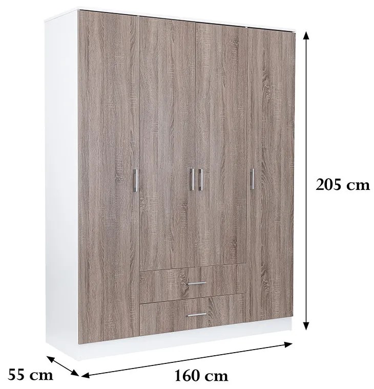 Dulap Miami 160x205 cm stejar York-alb