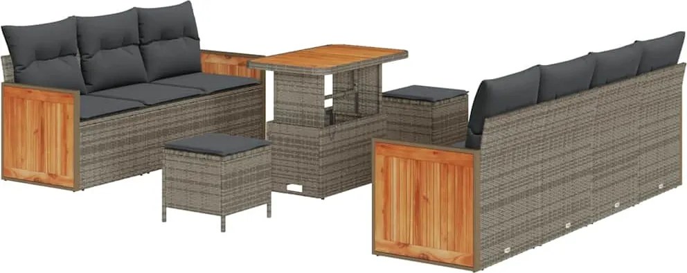 vidaXL Set de canapele pentru grădină cu pernă 13 pcs Gri poliratan