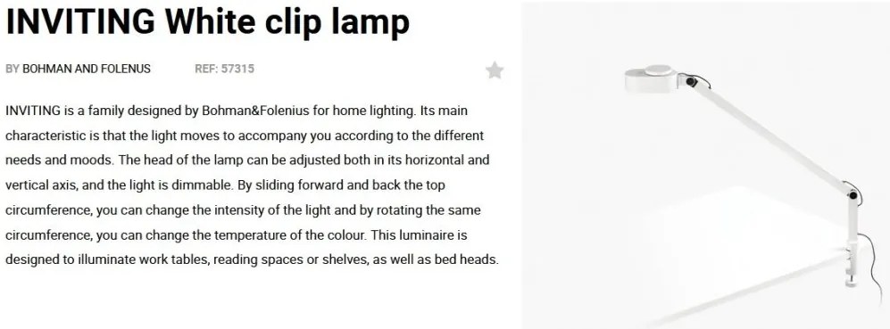 Veioza LED dimabila / Lampa de birou cu clips design ultra-modern INVITING alba