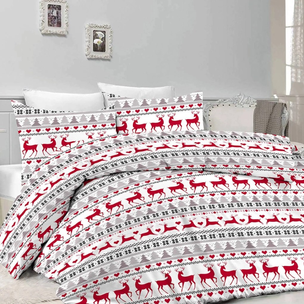 Lenjerie de pat din flanel DEER DREAMS albă Dimensiune lenjerie de pat: 2 buc 70 x 90 cm | 200 x 220 cm