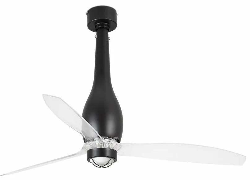Lustra cu Ventilator si telecomanda ETERFAN M LED DC SMART negru mat/transparent