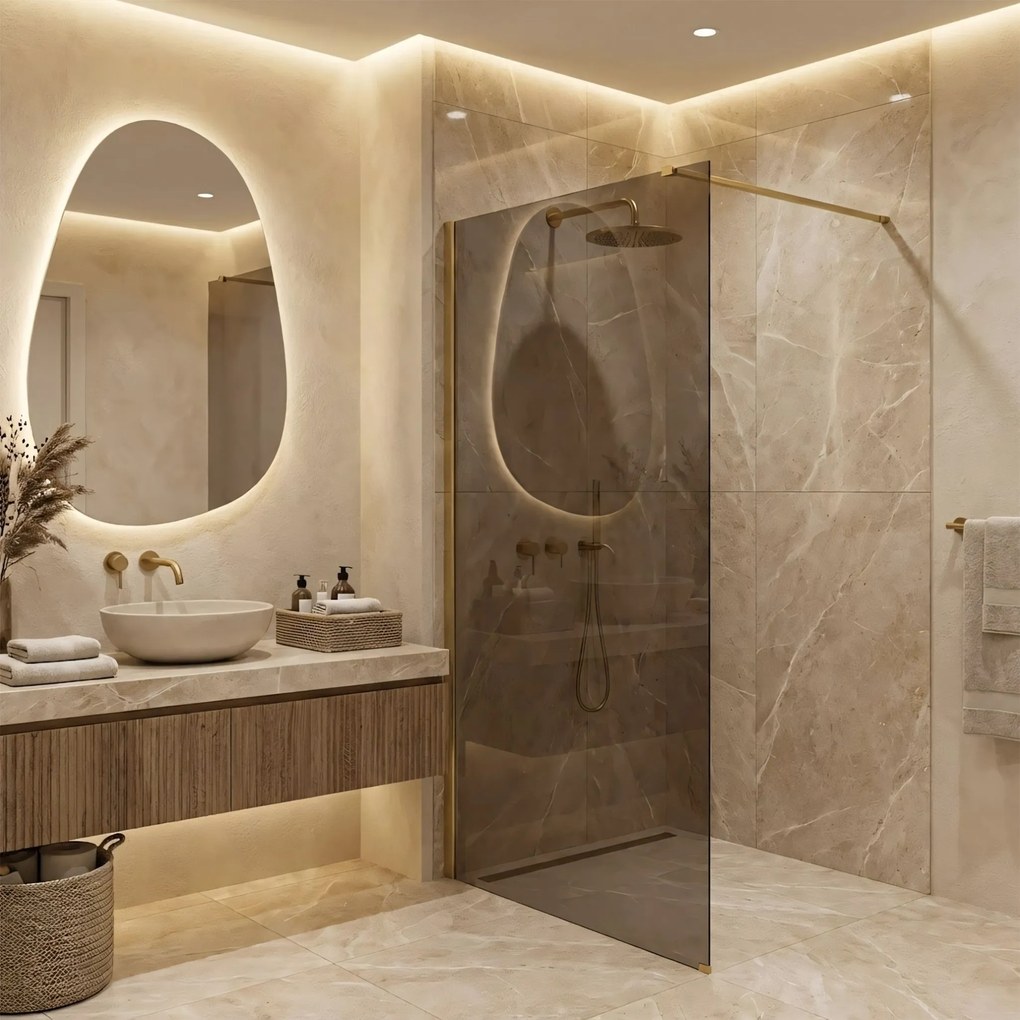 Paravan de dus Rea Flexi Brown / Brush Gold 120