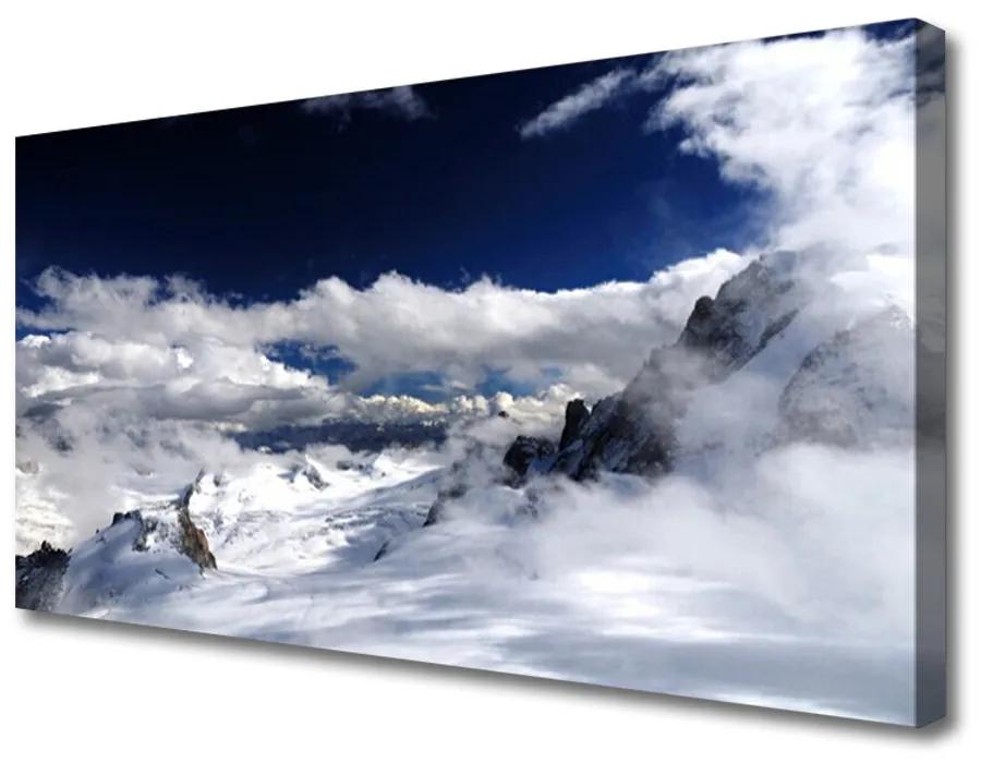 Tablou pe panza canvas Nori de munte Peisaj Gri Alb Violet