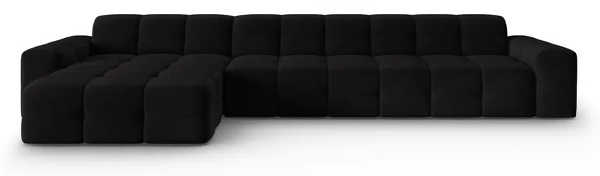 Colțar negru cu tapițerie din catifea (pe partea stângă) Kendal – Micadoni Home