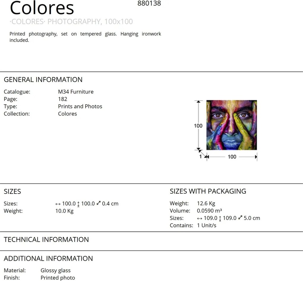 Tablou decorativ Vairo, 100x100cm SV-880138