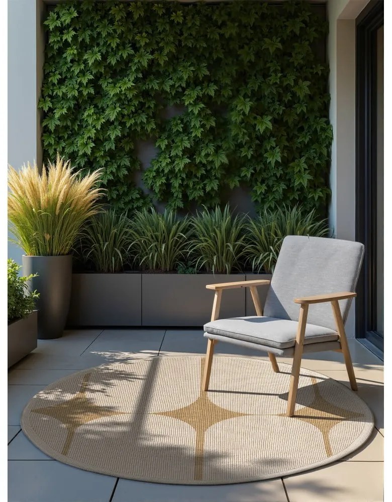 Covor pentru exterior și interior bej/fildeș rotund ø 160 cm Duet Bowen – NORTHRUGS