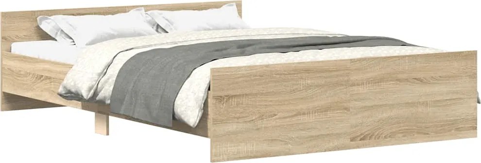 vidaXL Cadru pat cu tăblie la cap/picioare, stejar sonoma, 140x200 cm