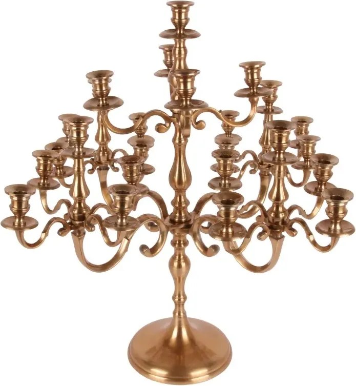 Sfeșnic de masă din aluminiu, auriu, cu 25 de brațe curbate, 70 x 78 cm, „Mujeeb”