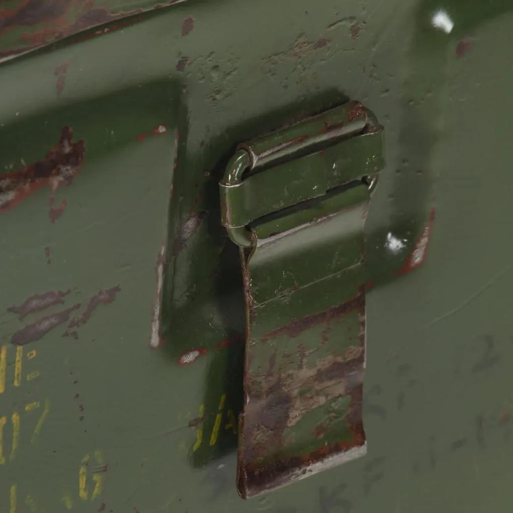 Cufar de depozitare, stil militar, 68 x 24 x 66 cm, fier