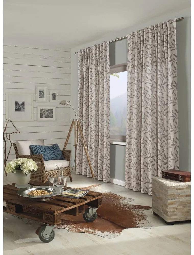 Draperie gri-bej din amestec de in 140x245 cm List – Sehlbach