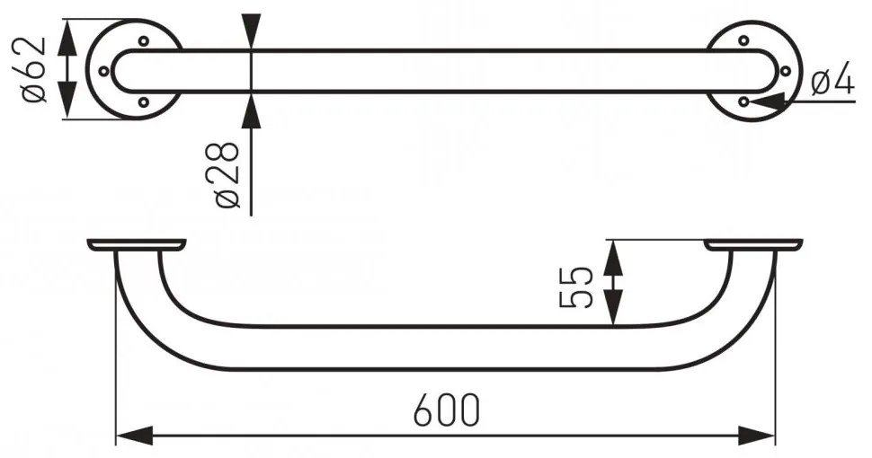 Bara suport ajutatoare 60 cm, alb, Ferro 600 mm
