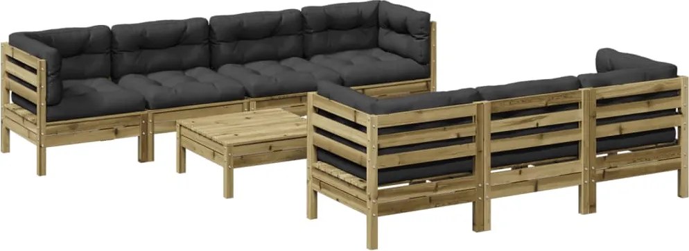 vidaXL Set canapea de grădină cu perne, 8 locuri, lemn de pin tratat