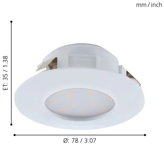 Eglo 95821 - Set 3x spoturi LED încastrate pentru baie PINEDA, 4,9 W, 230 V, IP44