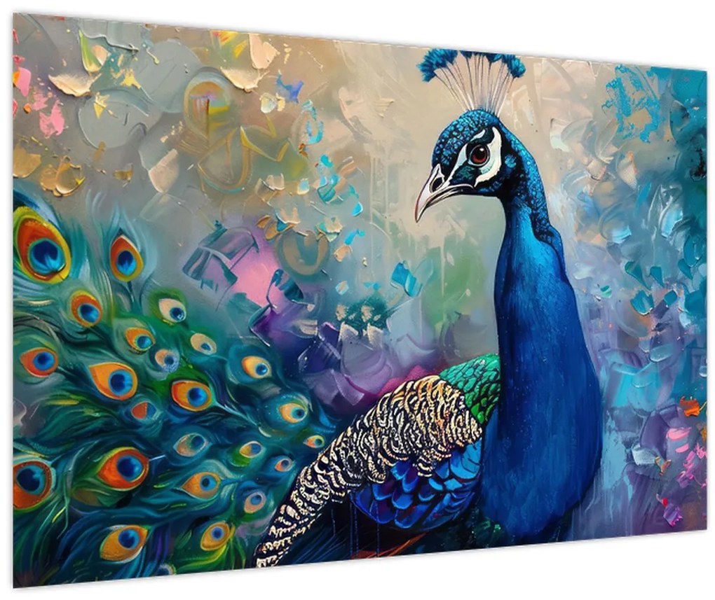 Tablou - Pictura de un păun (90x60 cm)