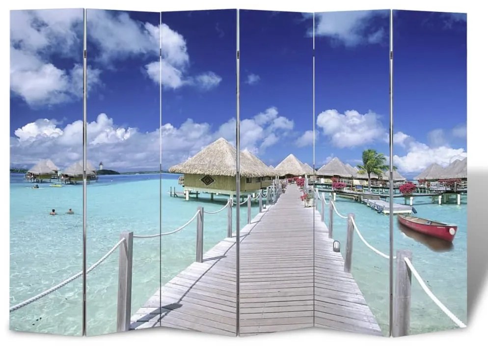 vidaXL Paravan de cameră pliabil, 217 x 170 cm, plajă