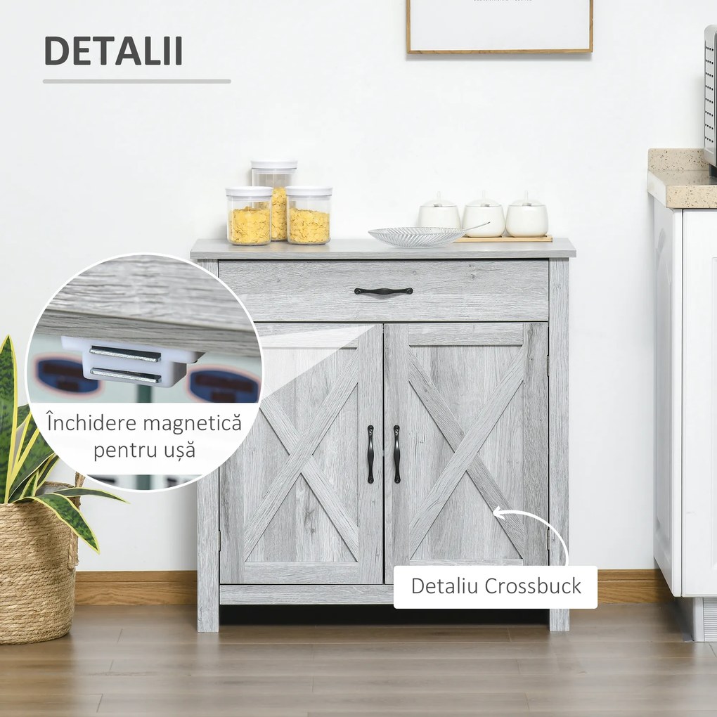 HOMCOM Bufet de Bucatarie Stil Country, Mobilier Multifunctional | Aosom Romania