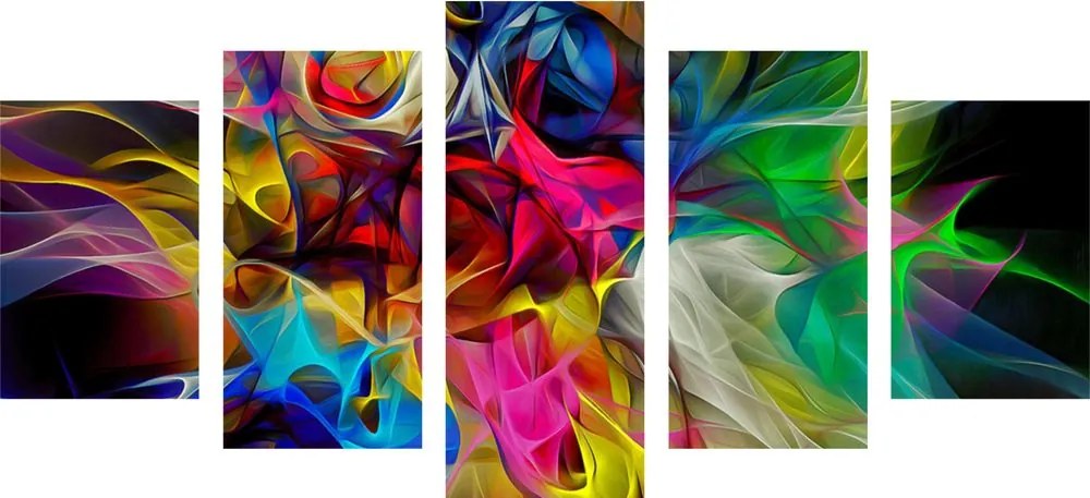 Tablou 5-piese haos colorat abstract