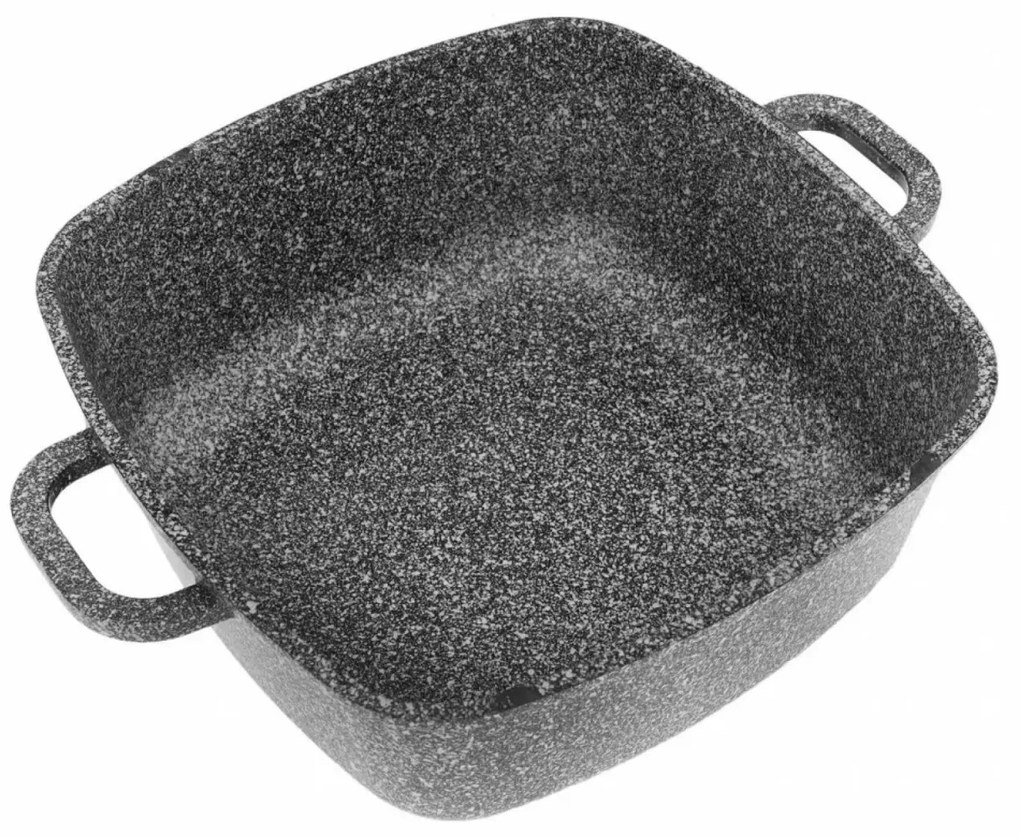 Oală pătrată cu capac 26x26 cm, 5.5L – Klausberg KB 7531, strat marmură, pentru toate plitele, aspect modern gri
