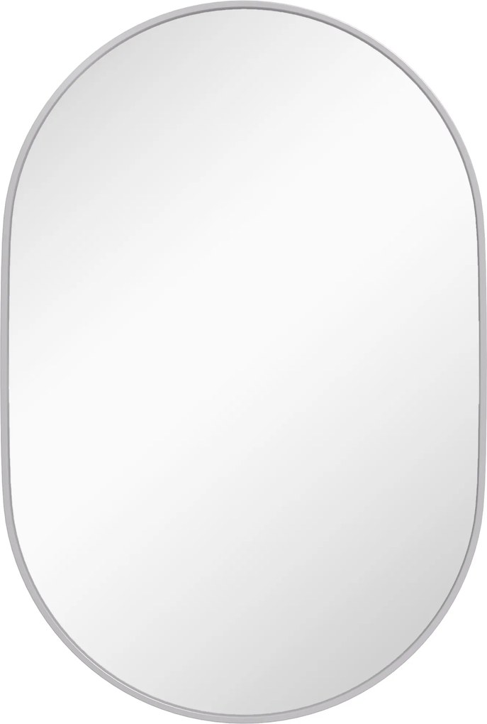 HOMCOM Oglindă Ovală pentru Baie, Oglindă Modernă de Perete cu Rama din Aluminiu și Montaj Vertical sau Orizontal, 60x90 cm, Argintiu | Aosom Romania