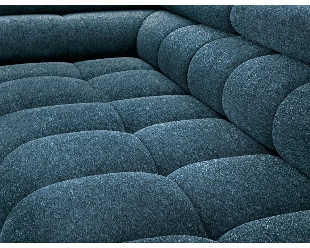 Colțar albastru extensibil/cu spațiu de depozitare cu tapițerie din țesătură bouclé (cu colț pe partea dreaptă/în formă de ”L”) Ferucce – ELTAP