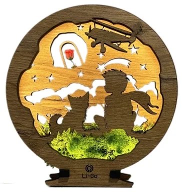 Li-Go 23634/DUB2 - Lampă decorativă de masă LED, dimabilă, LED/12W/230V, 20x22 cm, stejar