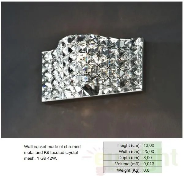 Aplica de perete cristal K9 Onda 160320