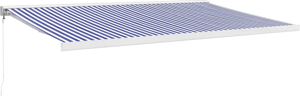 vidaXL Copertină retractabilă albastru/alb, 5x3 m, textil/aluminiu
