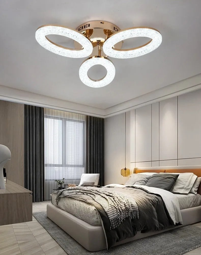 Lustra LED Cu Telecomanda, 3 Tipuri De Lumina, Intensitate Reglabila, 60W, Auriu