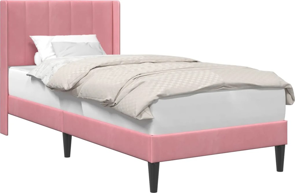 vidaXL Cadru de pat cu headboard Roz 80 x 200 cm Catifea