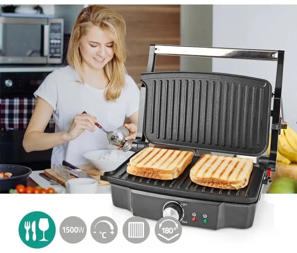 Grătar de contact 1500W/230V Nedis KAGR131FSR