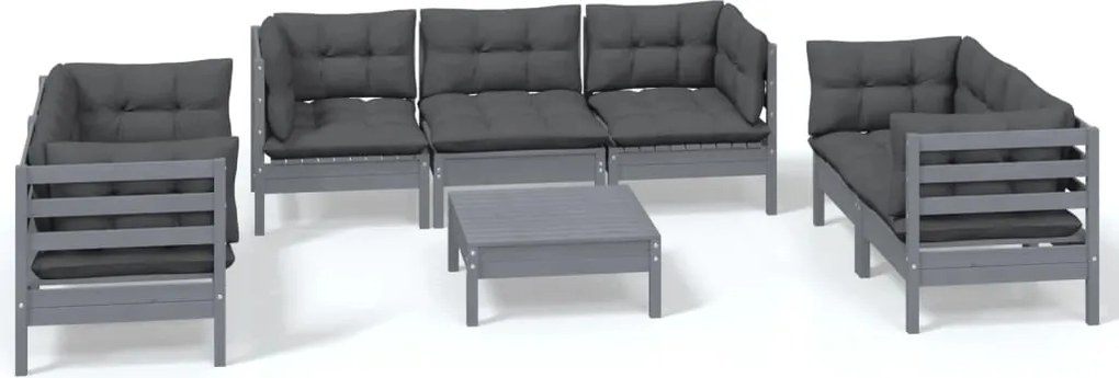 vidaXL Set mobilier grădină cu perne, 8 piese, lemn masiv pin