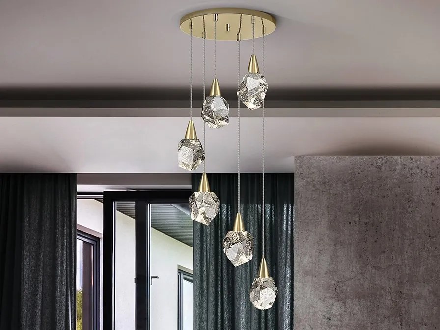 Lustra cu 6 Pendule LED design modern decorativ Aquaria aurie