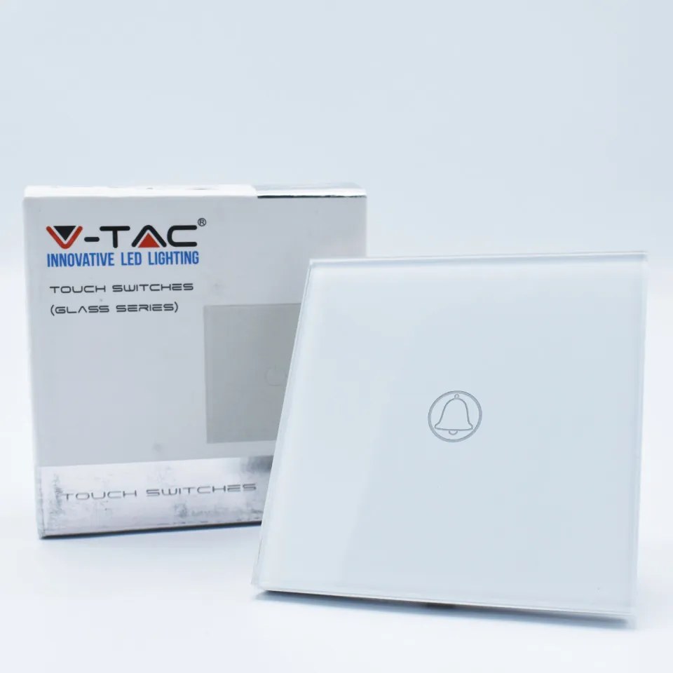 Intrerupator tip sonerie, sticla alba, 6A, V-TAC