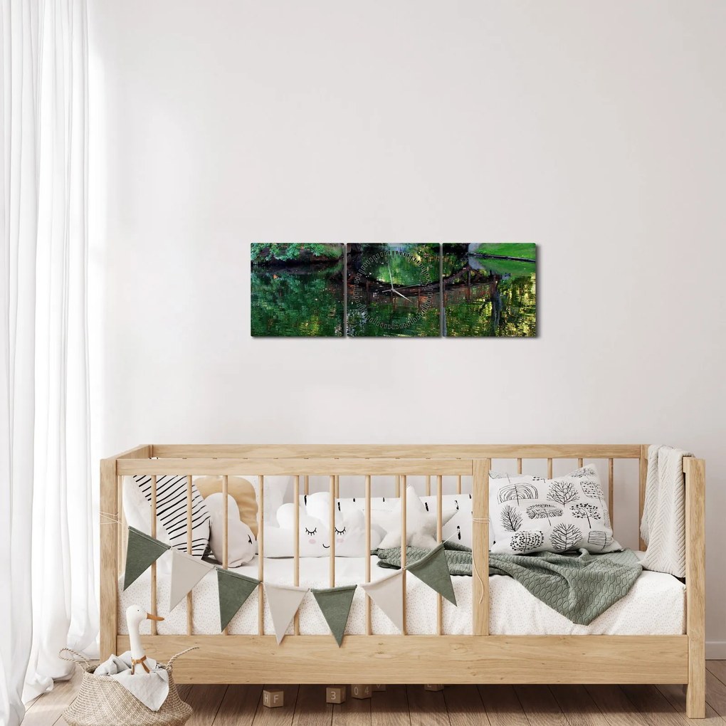 Tablou cu râu (cu ceas) (90x30 cm)