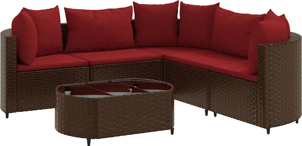 vidaXL Set canapele de grădină cu perne, 6 piese, maro, poliratan