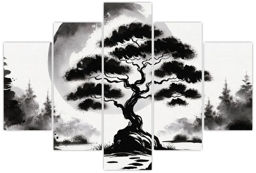 Tablou – Bonsai alb-negru (150x105 cm)